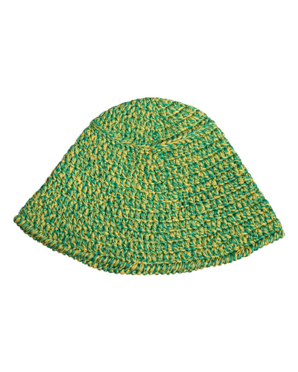 Dolce & Gabbana Green Cotton Crochet DG Logo Bucket Hat
