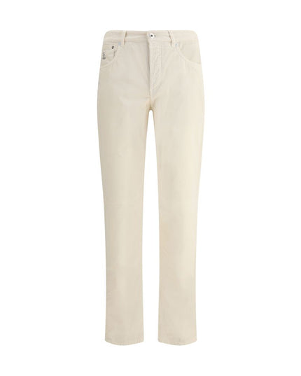 Brunello Cucinelli White Cotton Casual Pants