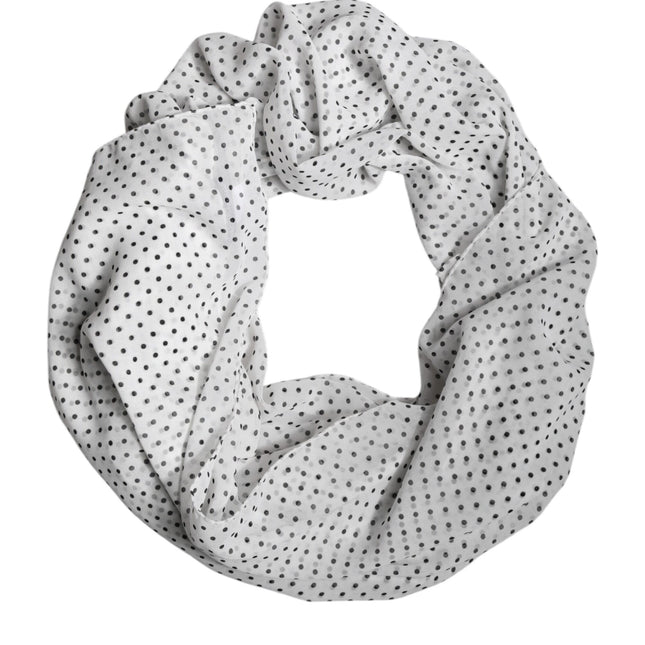 Dolce & Gabbana White Polka Dots Polyester Wrap Shawl Scarf