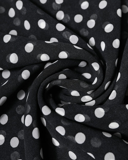 Dolce & Gabbana Black Polka Dots Polyester Wrap Shawl Scarf