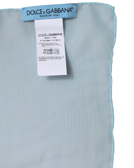 Dolce & Gabbana Light Blue Silk Rectangle Wrap Shawl Scarf