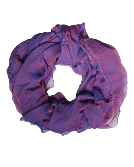 Dolce & Gabbana Purple Silk Rectangle Wrap Shawl Scarf
