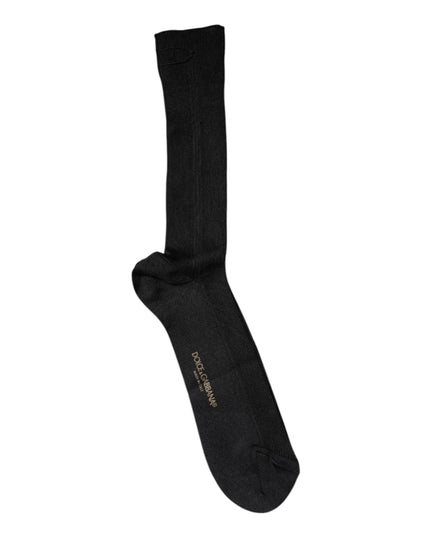 Dolce & Gabbana Black Cotton DG Logo Mid Calf Men Socks
