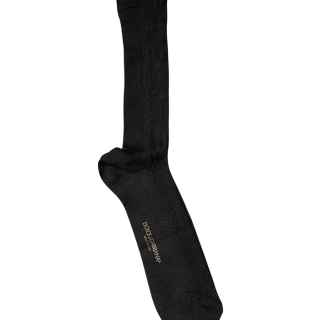 Dolce & Gabbana Black Cotton DG Logo Mid Calf Men Socks