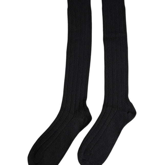 Dolce & Gabbana Black DG Logo Print Over The Calf Socks