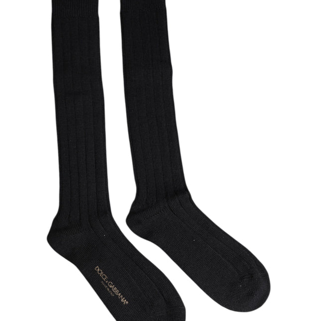 Dolce & Gabbana Black DG Logo Print Over The Calf Socks
