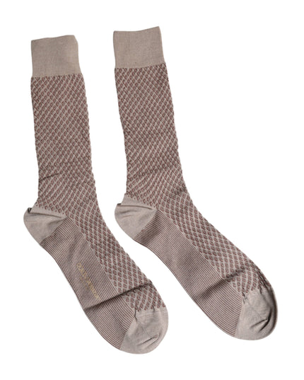 Dolce & Gabbana Brown Solid DG Logo Mid Calf Men Socks