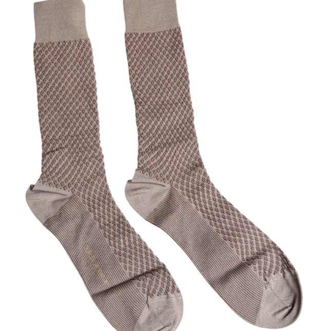 Dolce & Gabbana Brown Solid DG Logo Mid Calf Men Socks