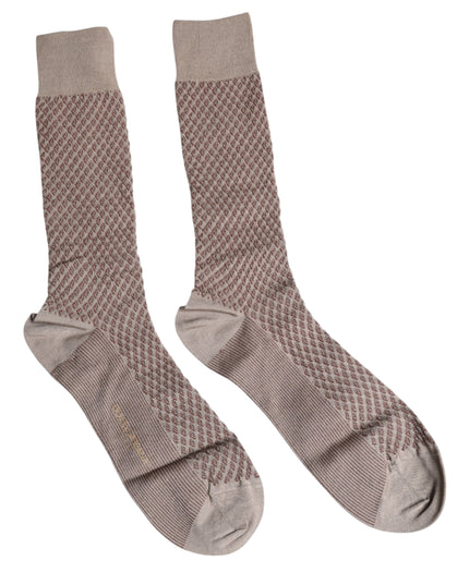 Dolce & Gabbana Brown Solid DG Logo Mid Calf Men Socks