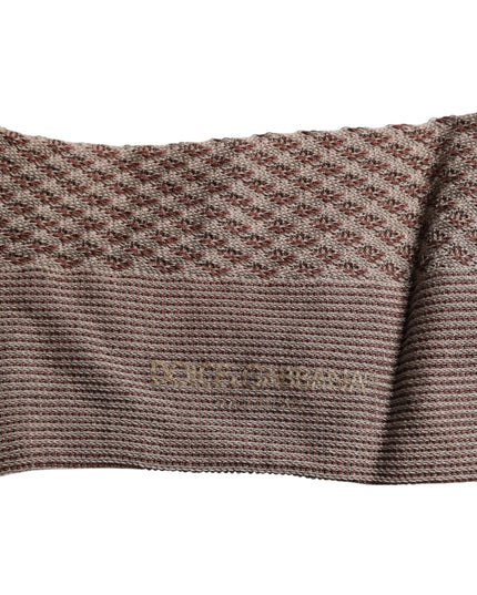 Dolce & Gabbana Brown Solid DG Logo Mid Calf Men Socks