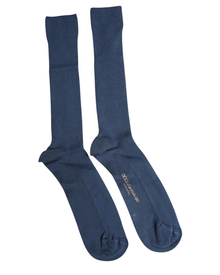 Dolce & Gabbana Blue Cotton DG Logo Over The Calf Socks