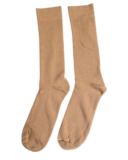 Dolce & Gabbana Brown Solid Cotton Mid Calf Men Socks