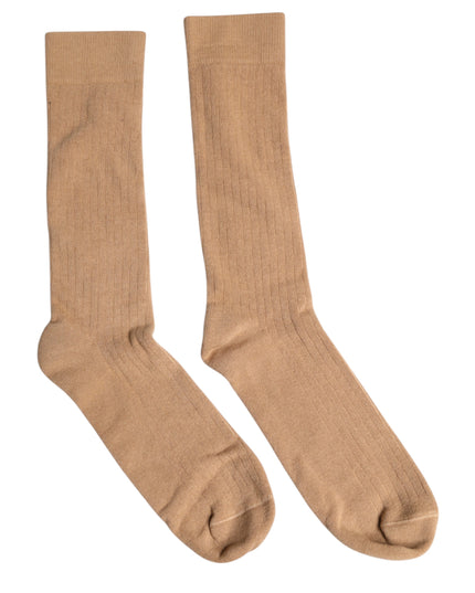 Dolce & Gabbana Brown Solid Cotton Mid Calf Men Socks