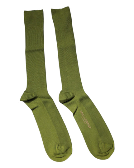 Dolce & Gabbana Green Cotton Logo Over The Calf Socks