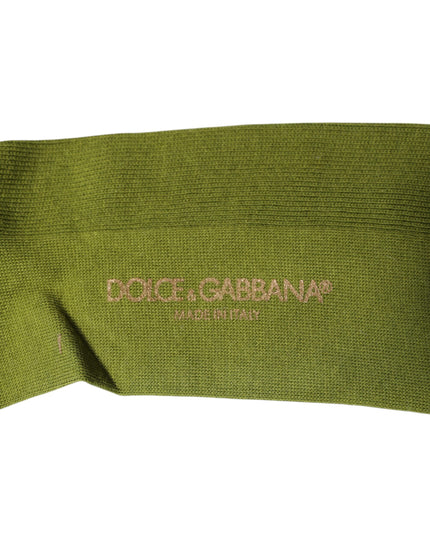 Dolce & Gabbana Green Cotton Logo Over The Calf Socks