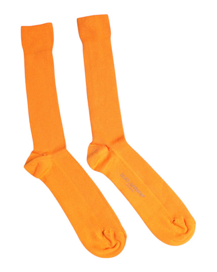 Dolce & Gabbana Orange Cotton Logo Over The Calf Socks