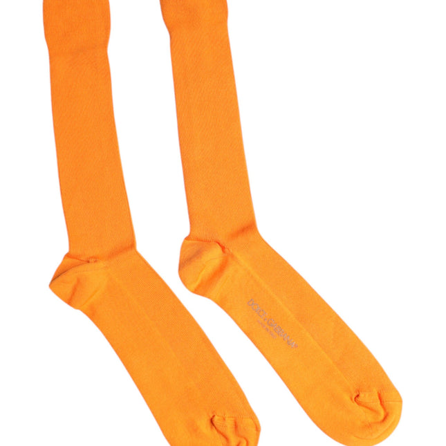 Dolce & Gabbana Orange Cotton Logo Over The Calf Socks