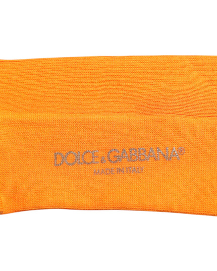 Dolce & Gabbana Orange Cotton Logo Over The Calf Socks