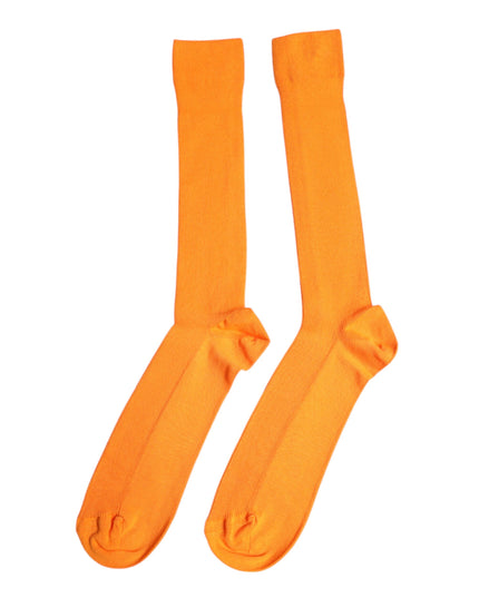 Dolce & Gabbana Orange Cotton Logo Over The Calf Socks