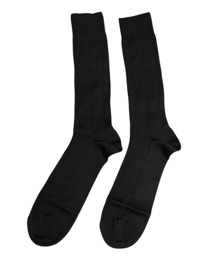 Dolce & Gabbana Black Stretch Logo Mid Calf Men Socks