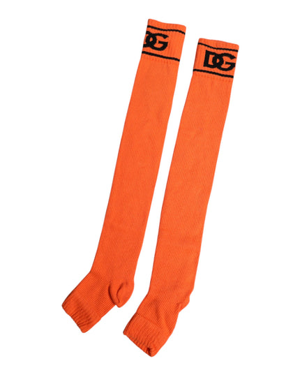 Dolce & Gabbana Orange Cotton DG Logo Print Open Toe Socks