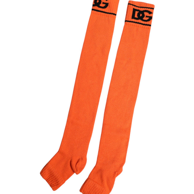 Dolce & Gabbana Orange Cotton DG Logo Print Open Toe Socks