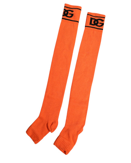 Dolce & Gabbana Orange Cotton DG Logo Print Open Toe Socks