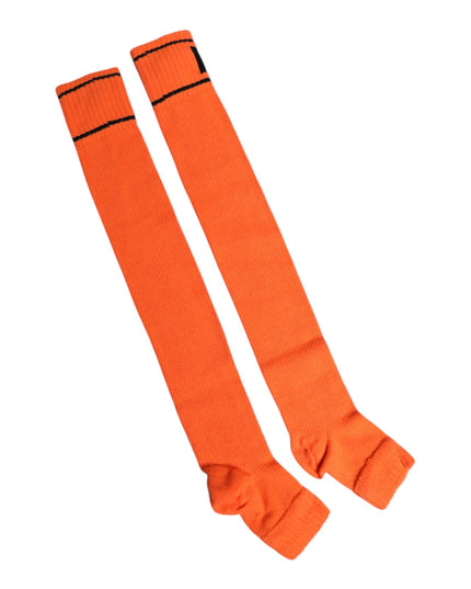 Dolce & Gabbana Orange Cotton DG Logo Print Open Toe Socks