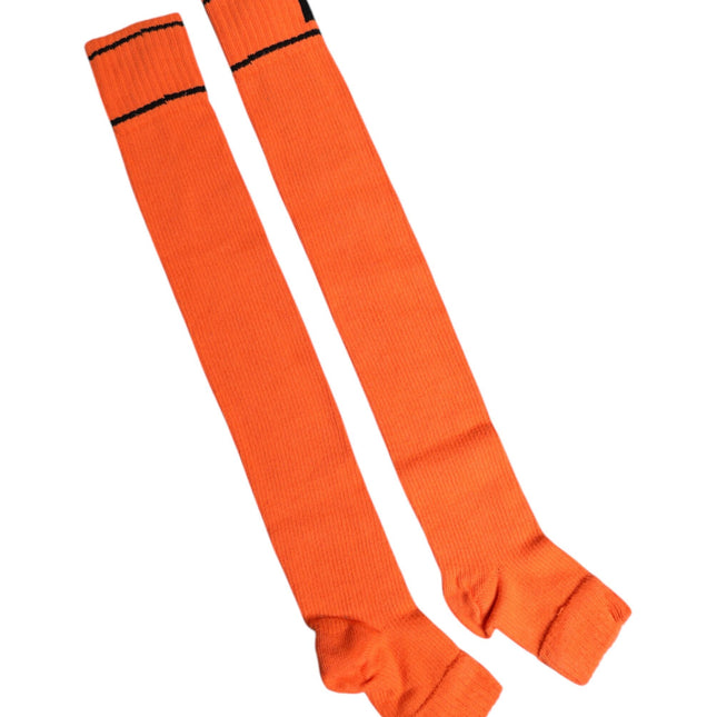 Dolce & Gabbana Orange Cotton DG Logo Print Open Toe Socks