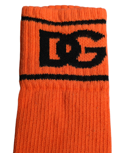 Dolce & Gabbana Orange Cotton DG Logo Print Open Toe Socks