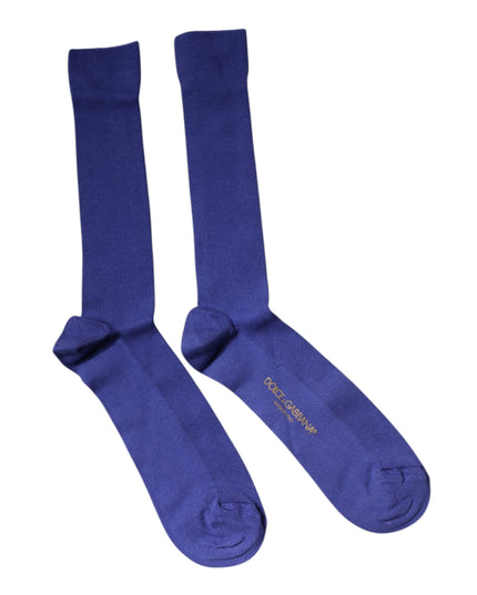 Dolce & Gabbana Purple Cotton Logo Over The Calf Socks