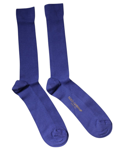 Dolce & Gabbana Purple Cotton Logo Over The Calf Socks