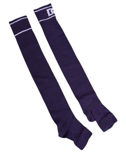 Dolce & Gabbana Purple Cotton DG Logo Print Open Toe Socks