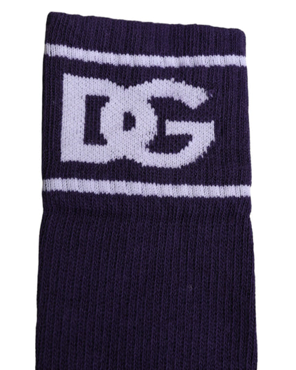 Dolce & Gabbana Purple Cotton DG Logo Print Open Toe Socks
