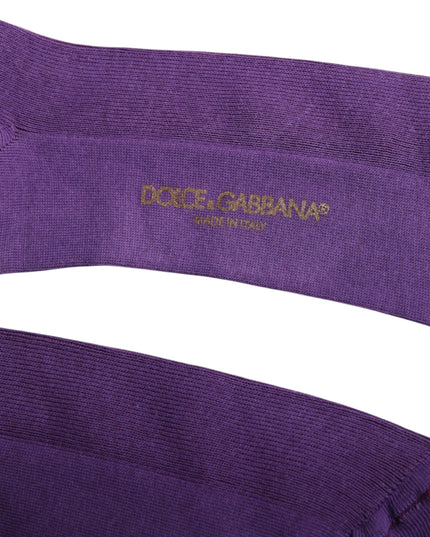 Dolce & Gabbana Purple Cotton Logo Over The Calf Socks