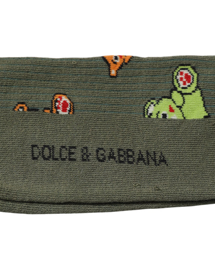 Dolce & Gabbana Green Nylon DG Bear Printed Mid Calf Socks