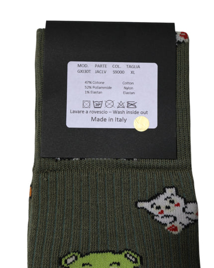 Dolce & Gabbana Green Nylon DG Bear Printed Mid Calf Socks