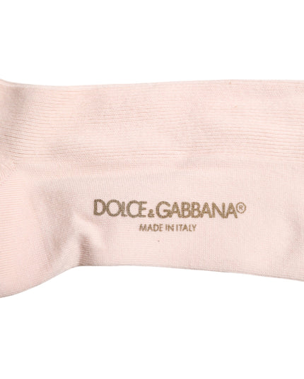 Dolce & Gabbana Ivory Cotton Stretch Logo Over Calf Socks
