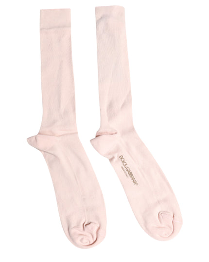 Dolce & Gabbana Ivory Cotton Stretch Logo Over Calf Socks