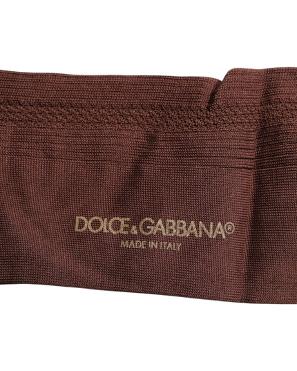 Dolce & Gabbana Brown Stretch Logo Print Mid Calf Socks