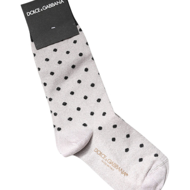 Dolce & Gabbana Gray Viscose Stretch Dotted Socks