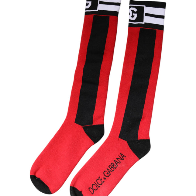 Dolce & Gabbana Red Cotton Stretch Printed Socks