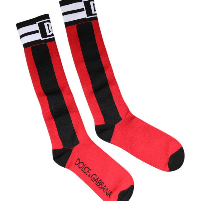 Dolce & Gabbana Red Cotton Stretch Printed Socks