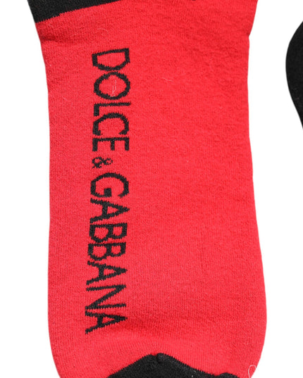 Dolce & Gabbana Red Cotton Stretch Printed Socks