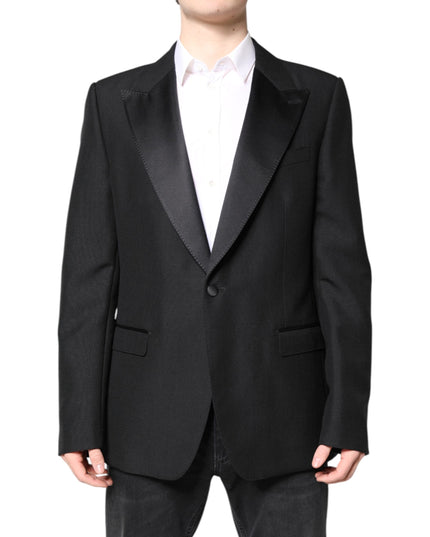 Dolce & Gabbana Black Wool Single Breasted Coat Blazer