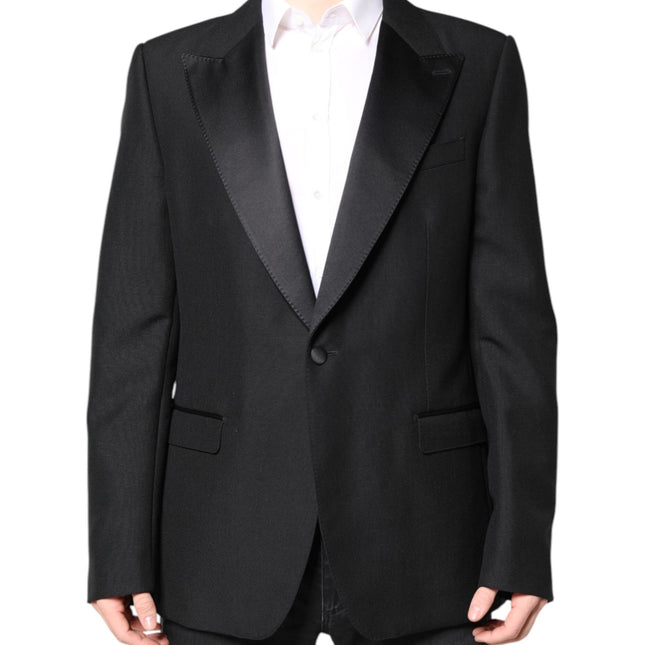 Dolce & Gabbana Black Wool Single Breasted Coat Blazer