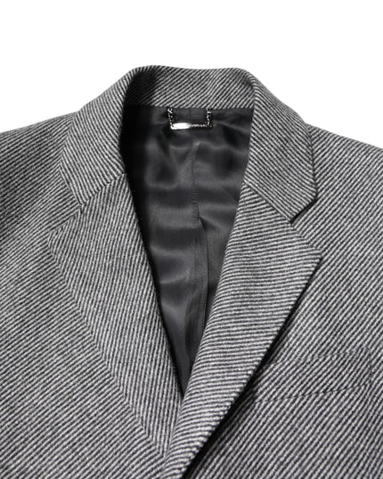 Dolce & Gabbana Gray Wool Single Breasted Trench Coat Jacket