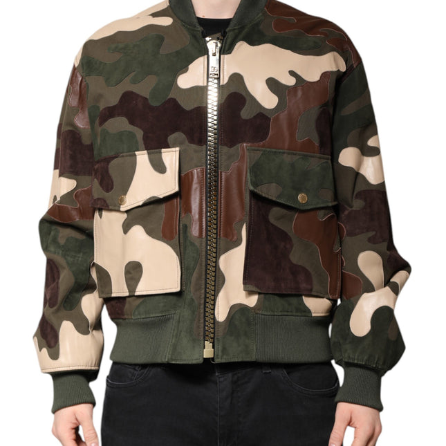 Dolce & Gabbana Multicolor Cotton Bomber Full Zip Jacket