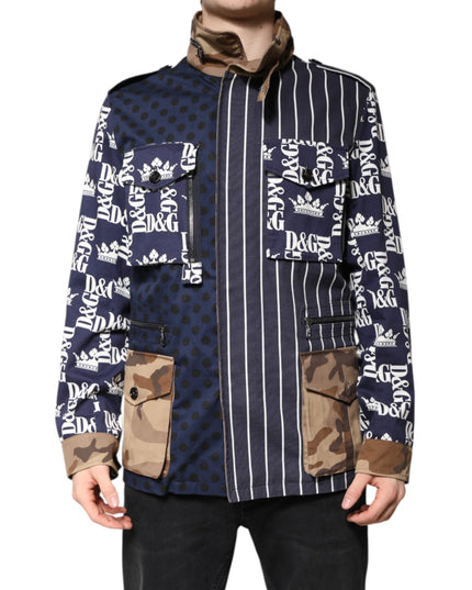 Dolce & Gabbana Multicolor Cotton Logo Patchwork Coat Jacket