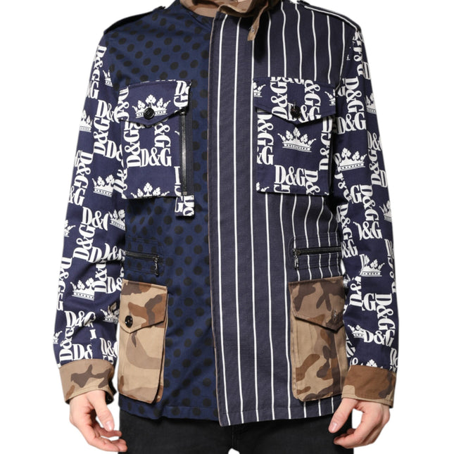 Dolce & Gabbana Multicolor Cotton Logo Patchwork Coat Jacket